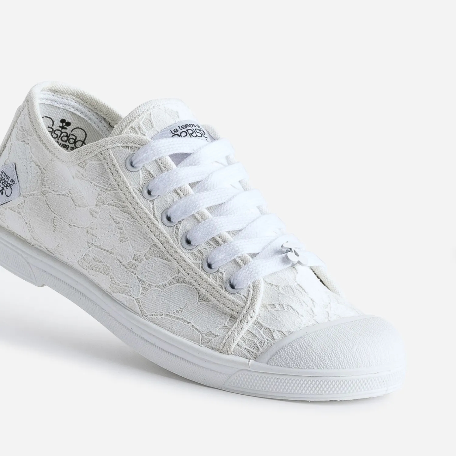 Le Temps des Cerises Baskets^Tennis he effet dentelle BLANC