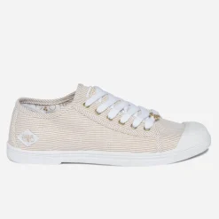 Le Temps des Cerises Baskets^Tennis beige rayée blanc et argent OR
