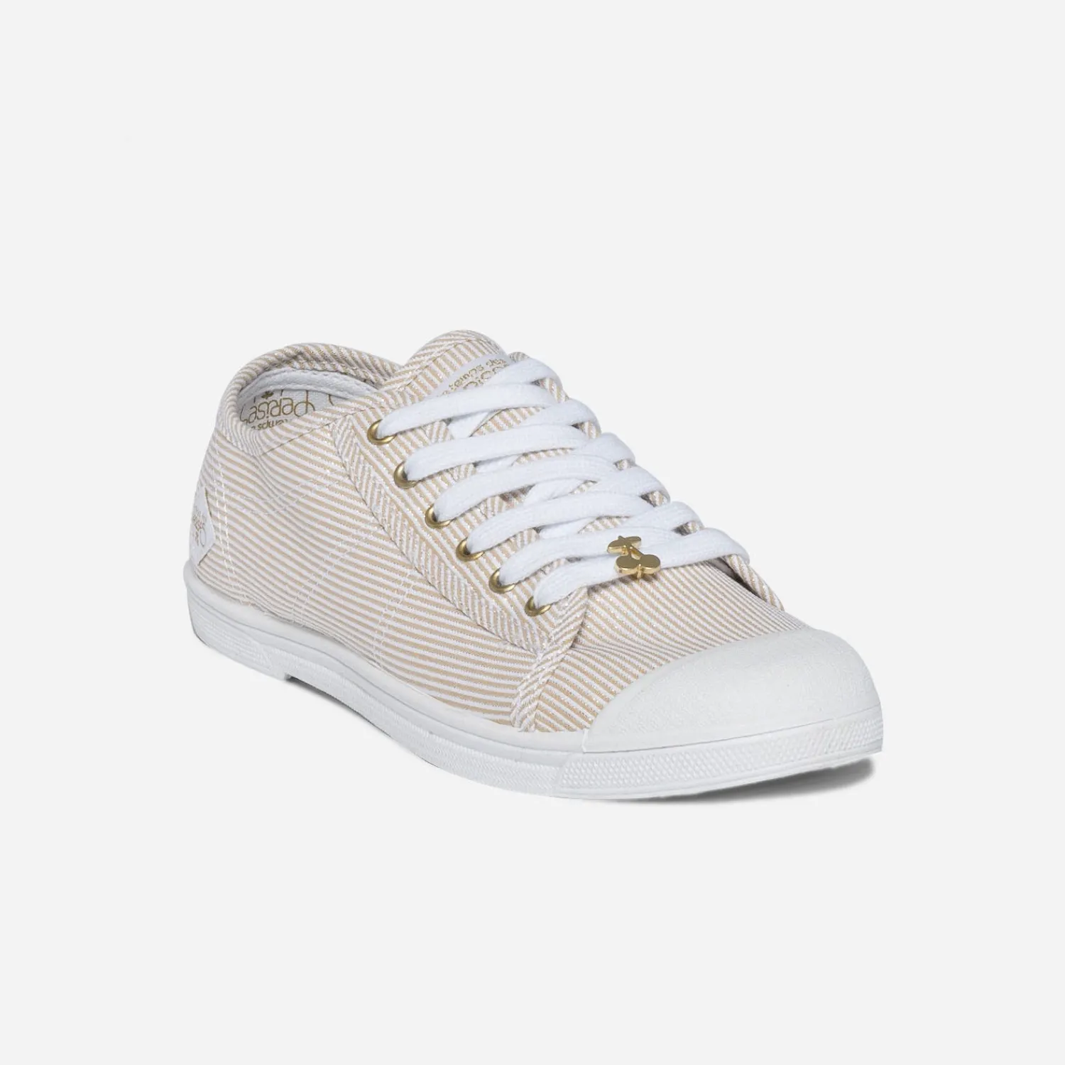 Le Temps des Cerises Baskets^Tennis beige rayée blanc et argent OR