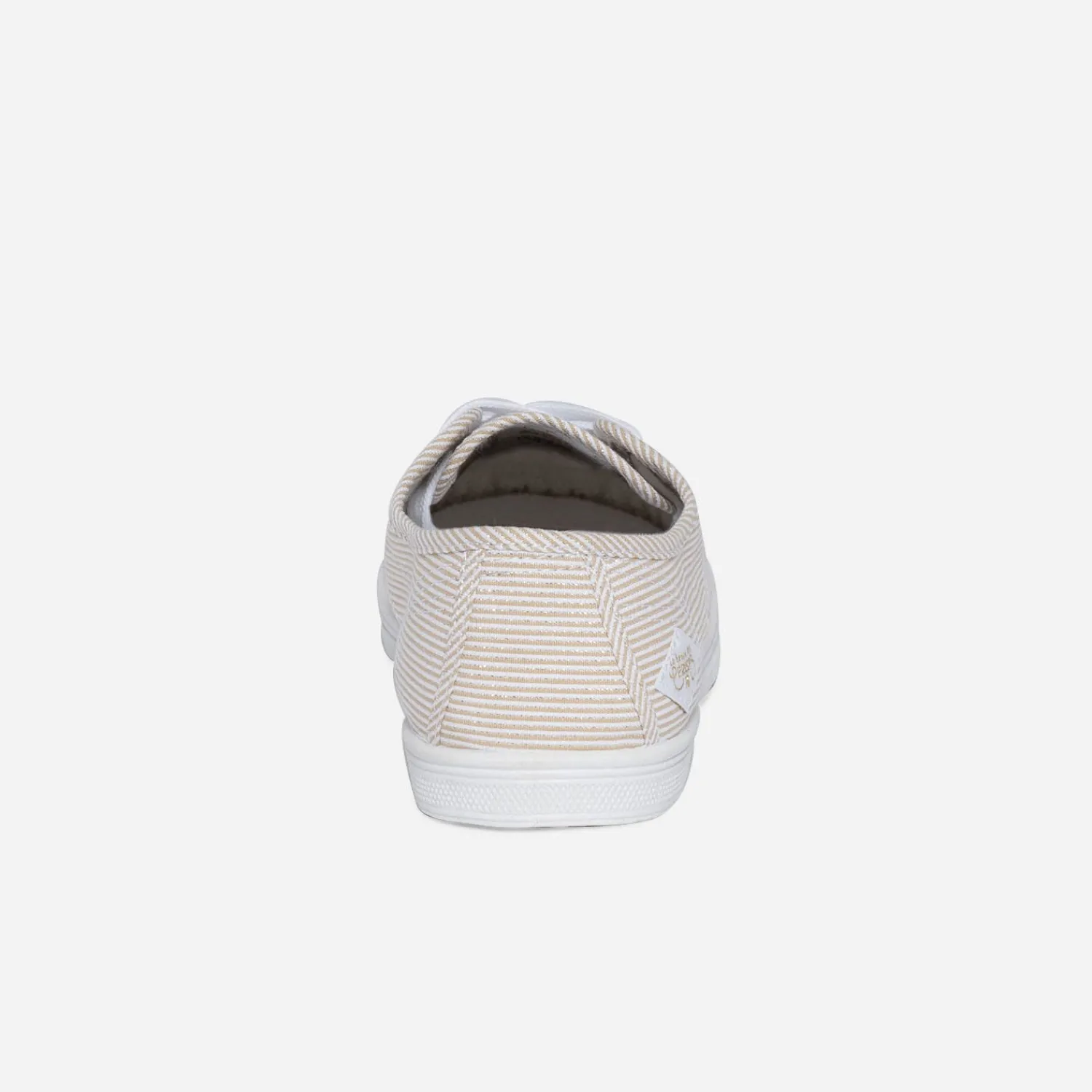 Le Temps des Cerises Baskets^Tennis beige rayée blanc et argent OR