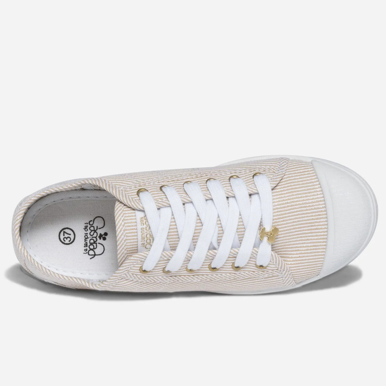 Le Temps des Cerises Baskets^Tennis beige rayée blanc et argent OR