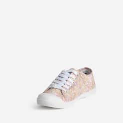 Le Temps des Cerises Baskets^Tennis blanche toile fleurie MULTICOLORE
