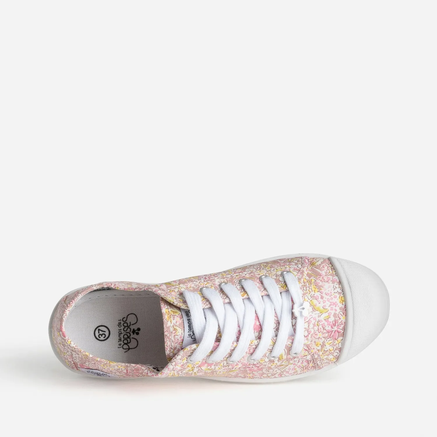 Le Temps des Cerises Baskets^Tennis blanche toile fleurie MULTICOLORE