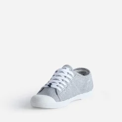 Le Temps des Cerises Baskets^Tennis he rayée en lurex BLANC