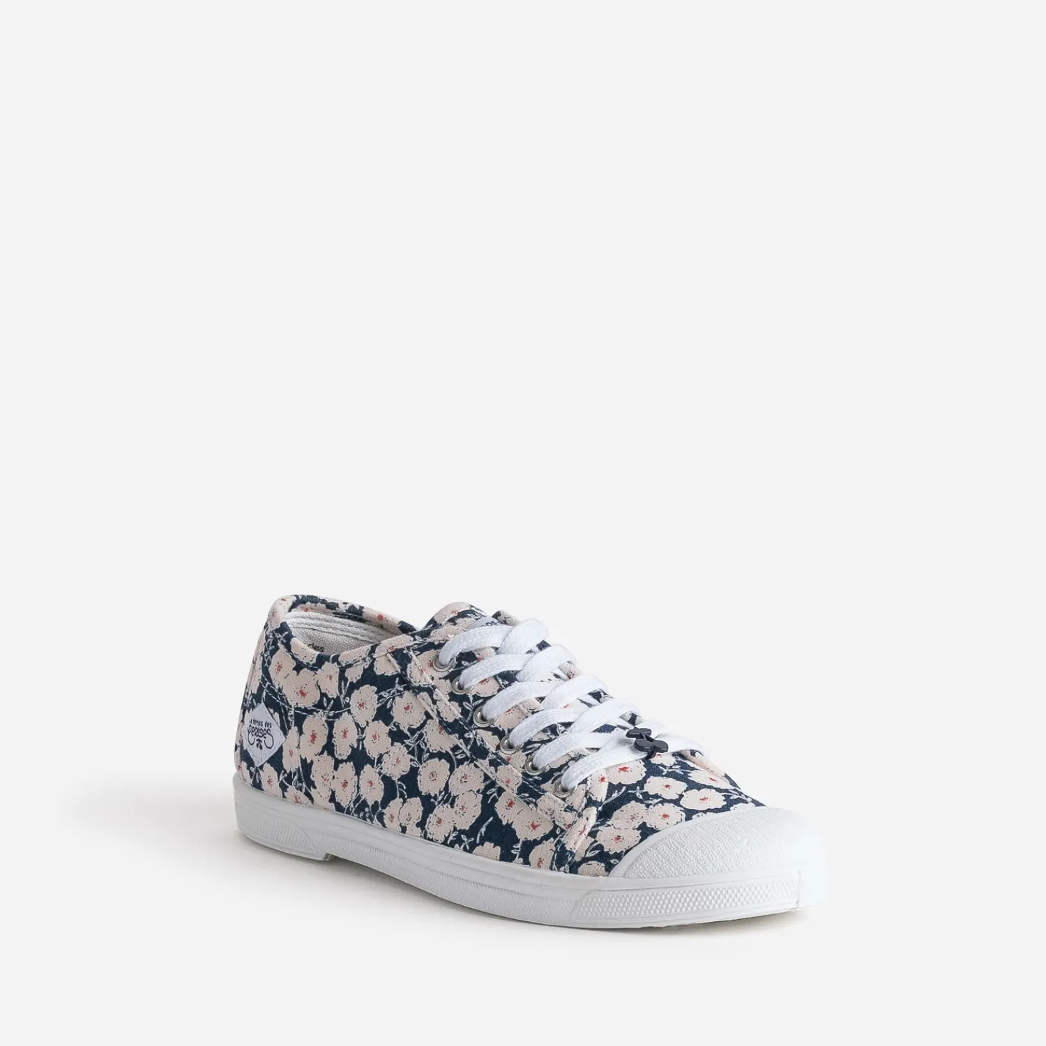 Le Temps des Cerises Baskets^Tennis en toile imprimée fleurs MARINE