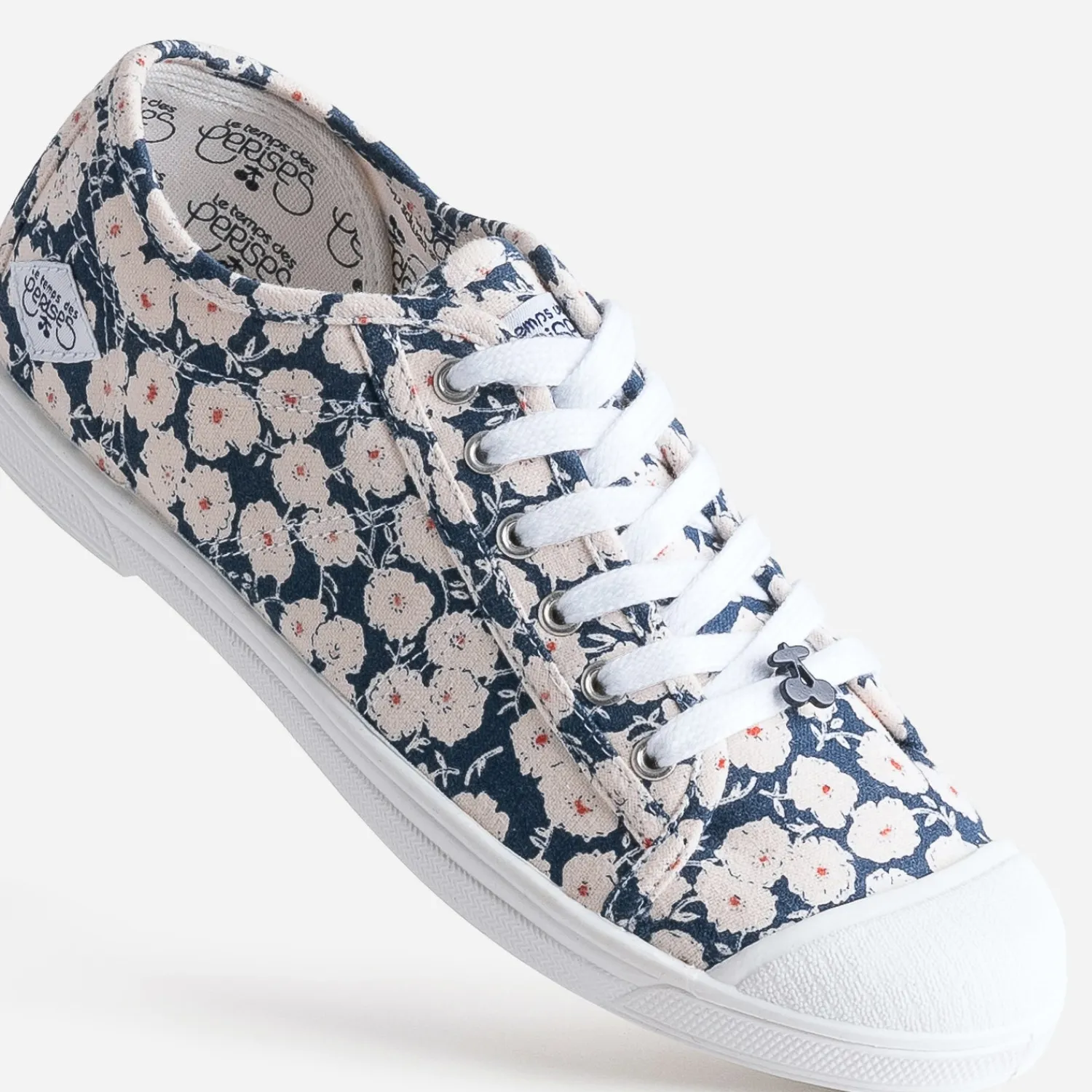 Le Temps des Cerises Baskets^Tennis en toile imprimée fleurs MARINE