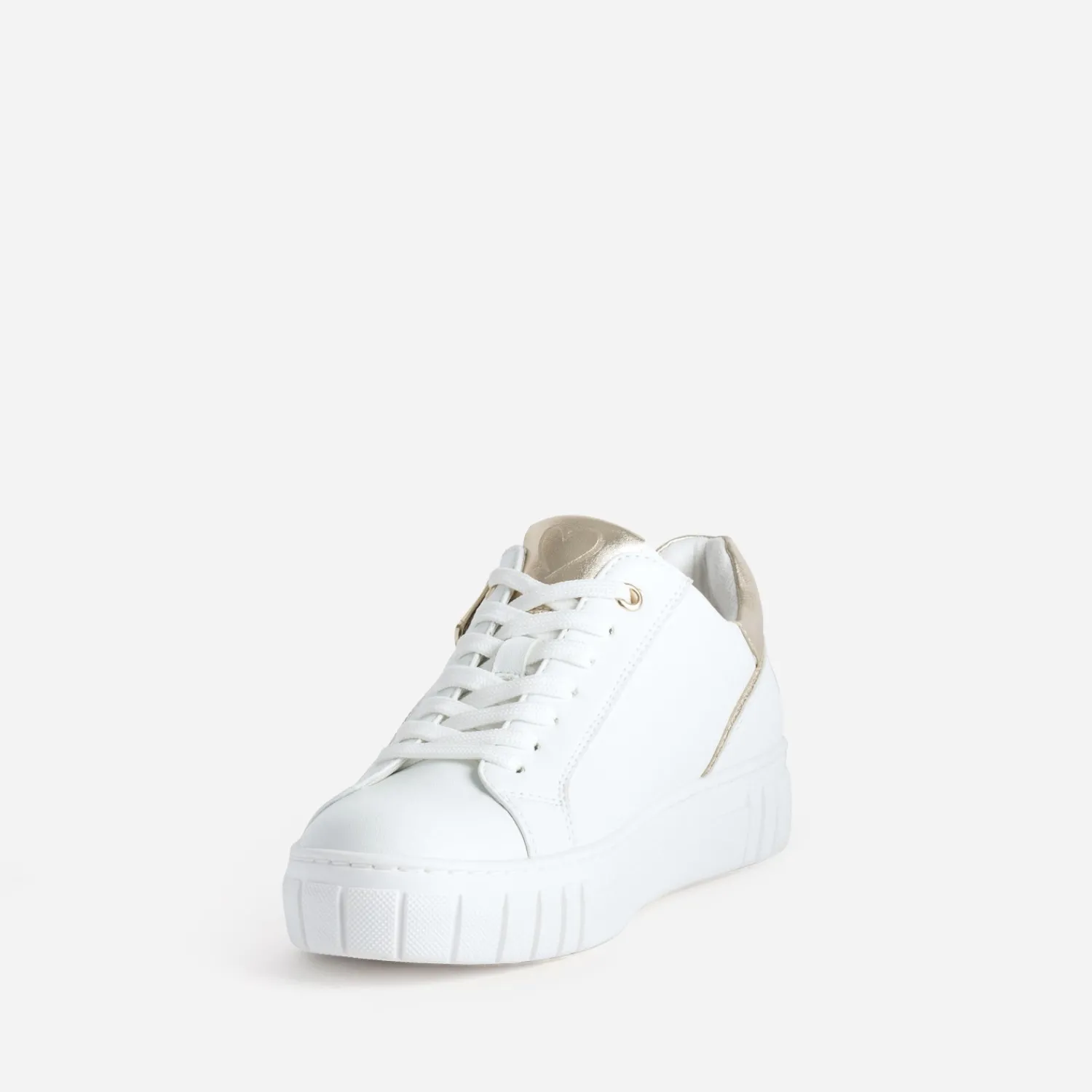 Marco Tozzi Baskets^Tennis he et dorée motifs ajourés BLANC