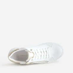 Marco Tozzi Baskets^Tennis he et dorée motifs ajourés BLANC