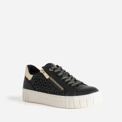 Marco Tozzi Baskets^Tennis e décor motifs ajourés NOIR