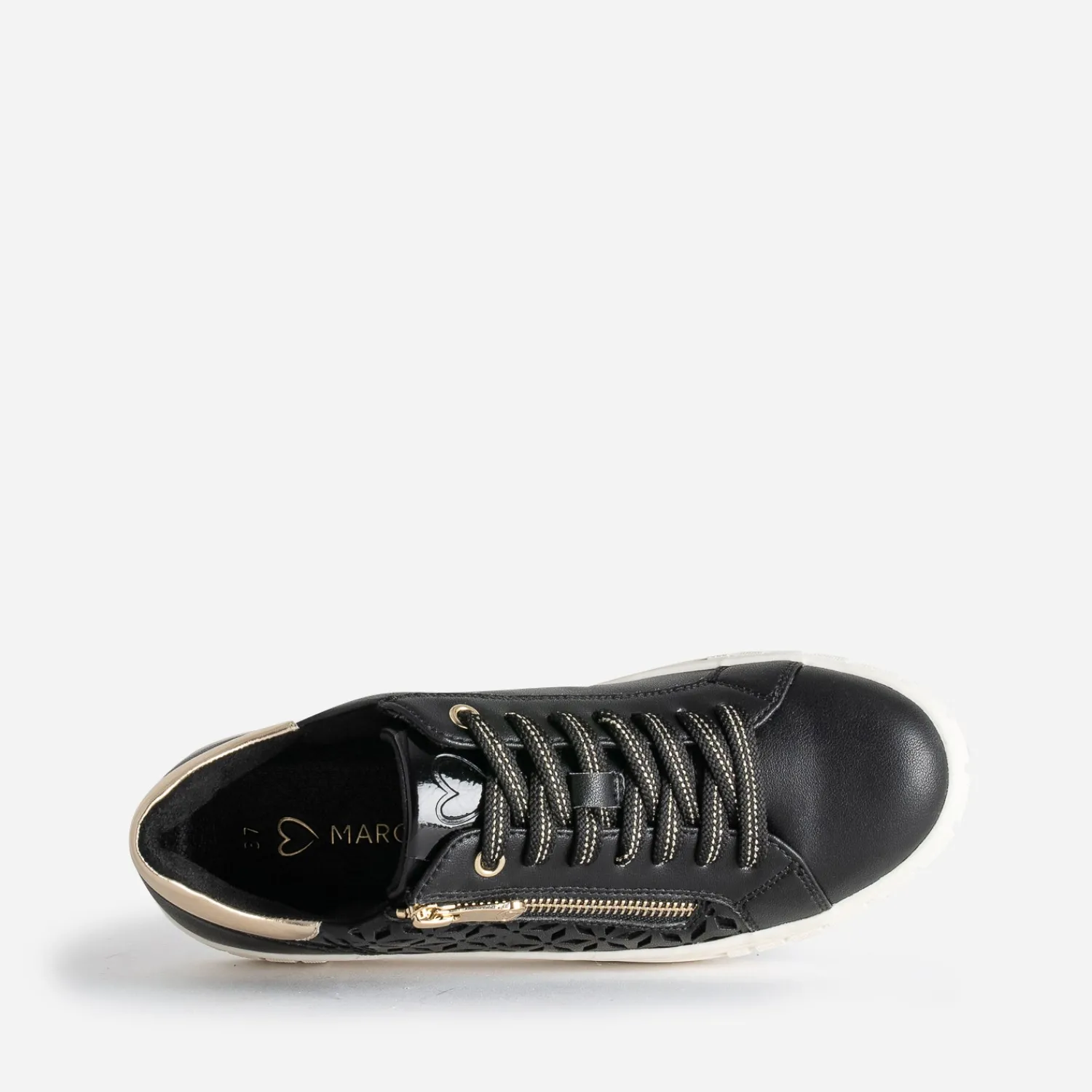 Marco Tozzi Baskets^Tennis e décor motifs ajourés NOIR