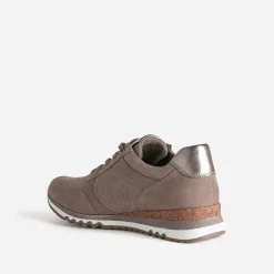 Marco Tozzi Baskets^Tennis taupe suédée perforée MARRON