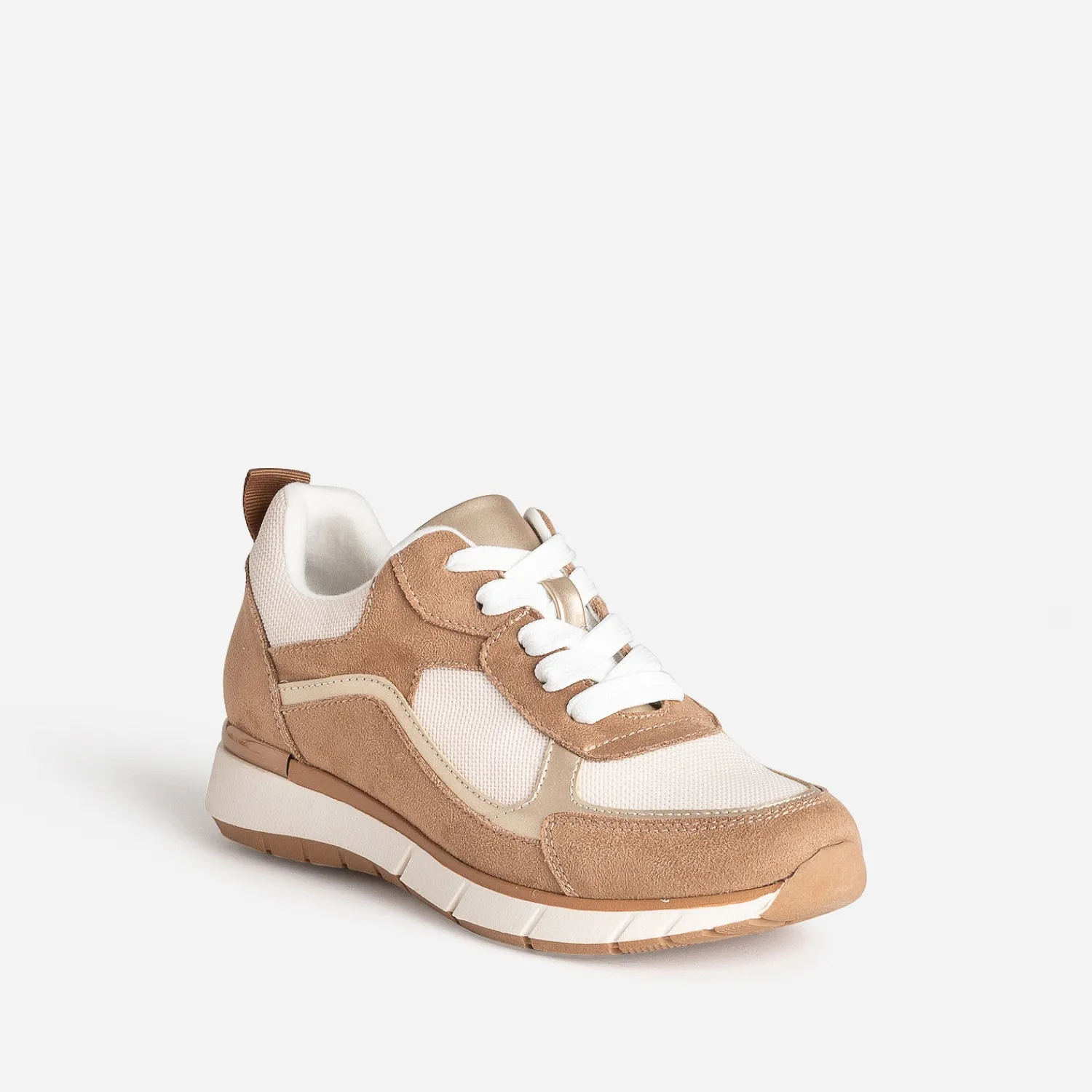 Eram Baskets^Tennis marron, beige et doré semelle amovible CAMEL