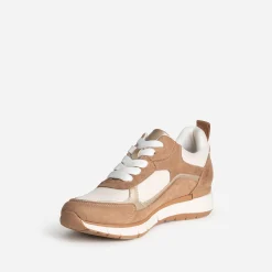 Eram Baskets^Tennis marron, beige et doré semelle amovible CAMEL