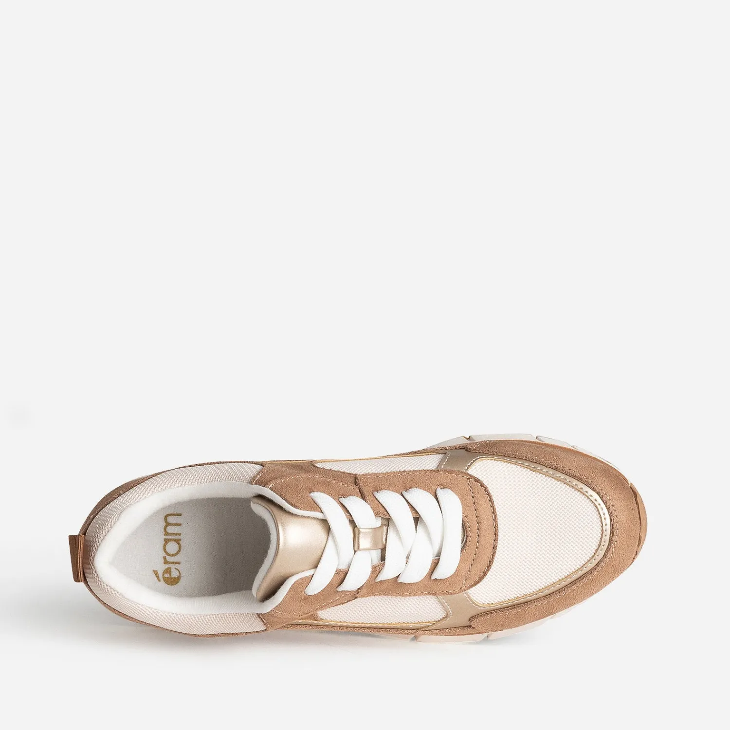 Eram Baskets^Tennis marron, beige et doré semelle amovible CAMEL