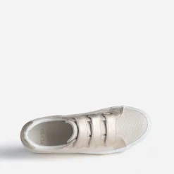 Texto Baskets^Tennis platefme beige à scratchs dés OR