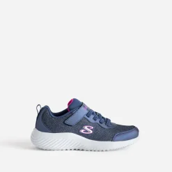 Skechers Baskets^Tennis bleu pailleté en mesh MARINE
