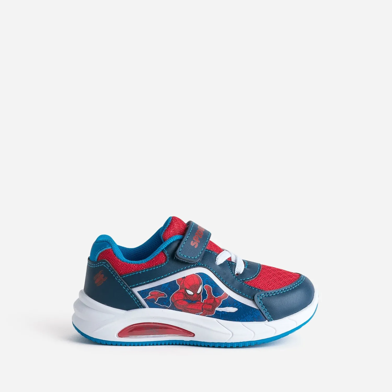 703 Baskets^Tennis SPIDER-MAN , bleu et rouge à semelle lumineuse MARINE