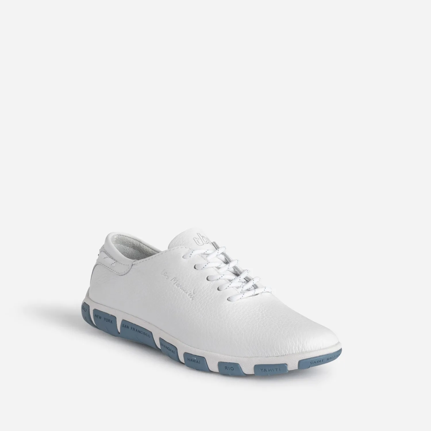 Tbs Baskets^Tennis he en cuir à semelle bicolore BLANC