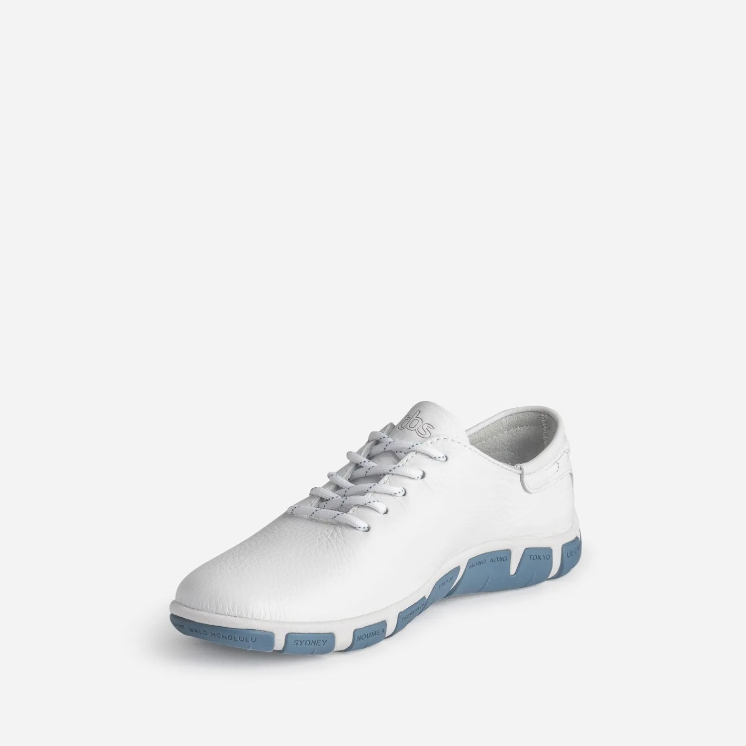 Tbs Baskets^Tennis he en cuir à semelle bicolore BLANC