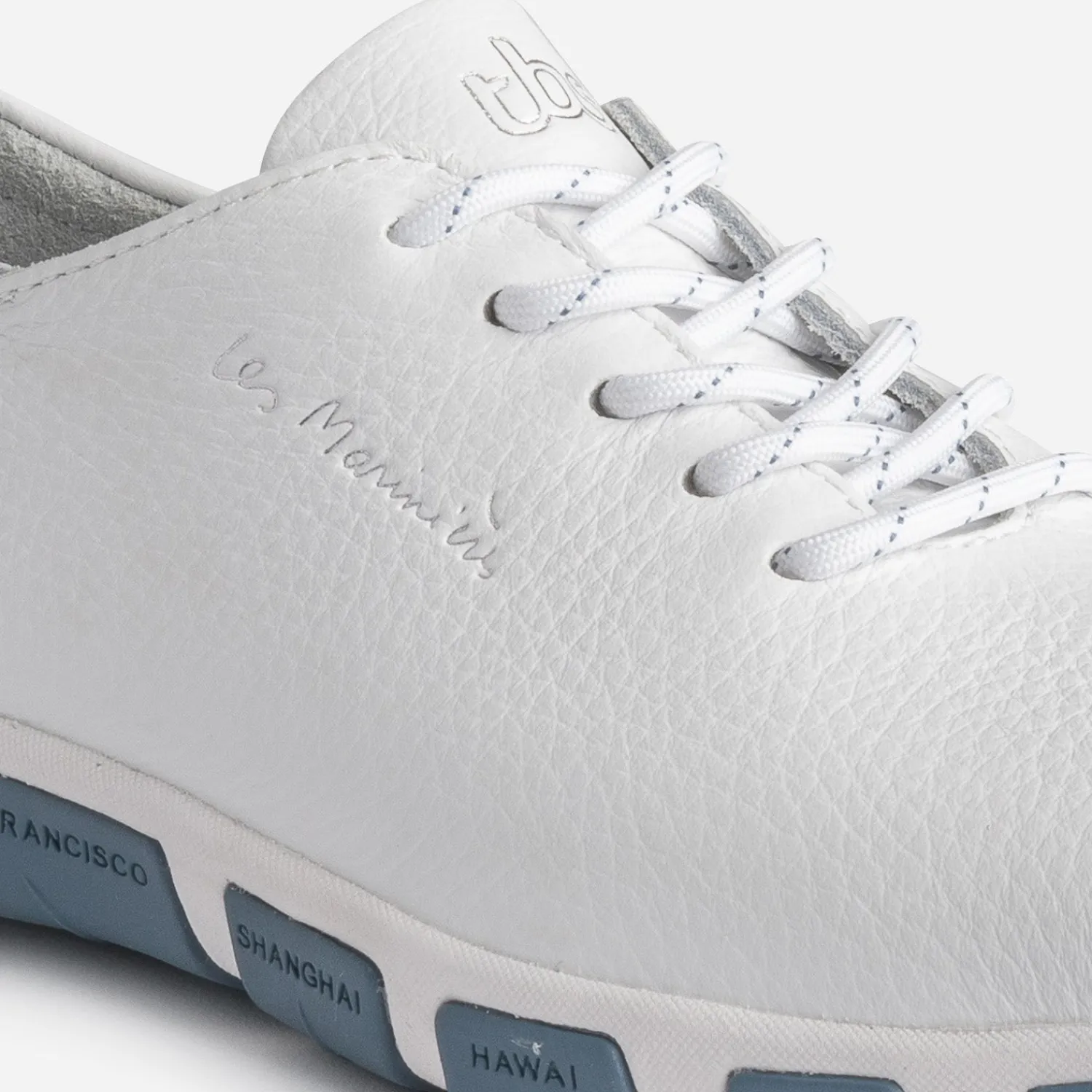 Tbs Baskets^Tennis he en cuir à semelle bicolore BLANC