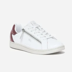 Tbs Baskets^Tennis he en cuir à zip BLANC
