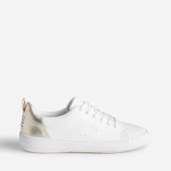 Tbs Baskets^Tennis he et or en cuir BLANC