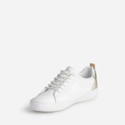 Tbs Baskets^Tennis he et or en cuir BLANC
