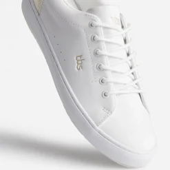 Tbs Baskets^Tennis he et or en cuir BLANC