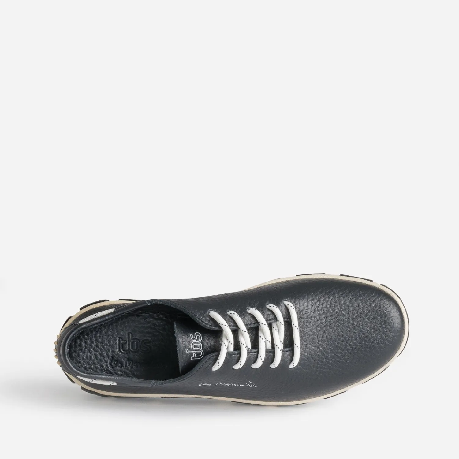 Tbs Baskets^Tennis bleu en cuir à semelle bicolore MARINE
