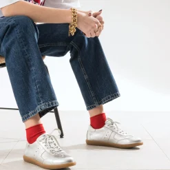 Texto Baskets^Tennis ée cuir métallisé ARGENT