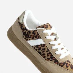Texto Baskets^Tennis beige et motif léopard MARRON