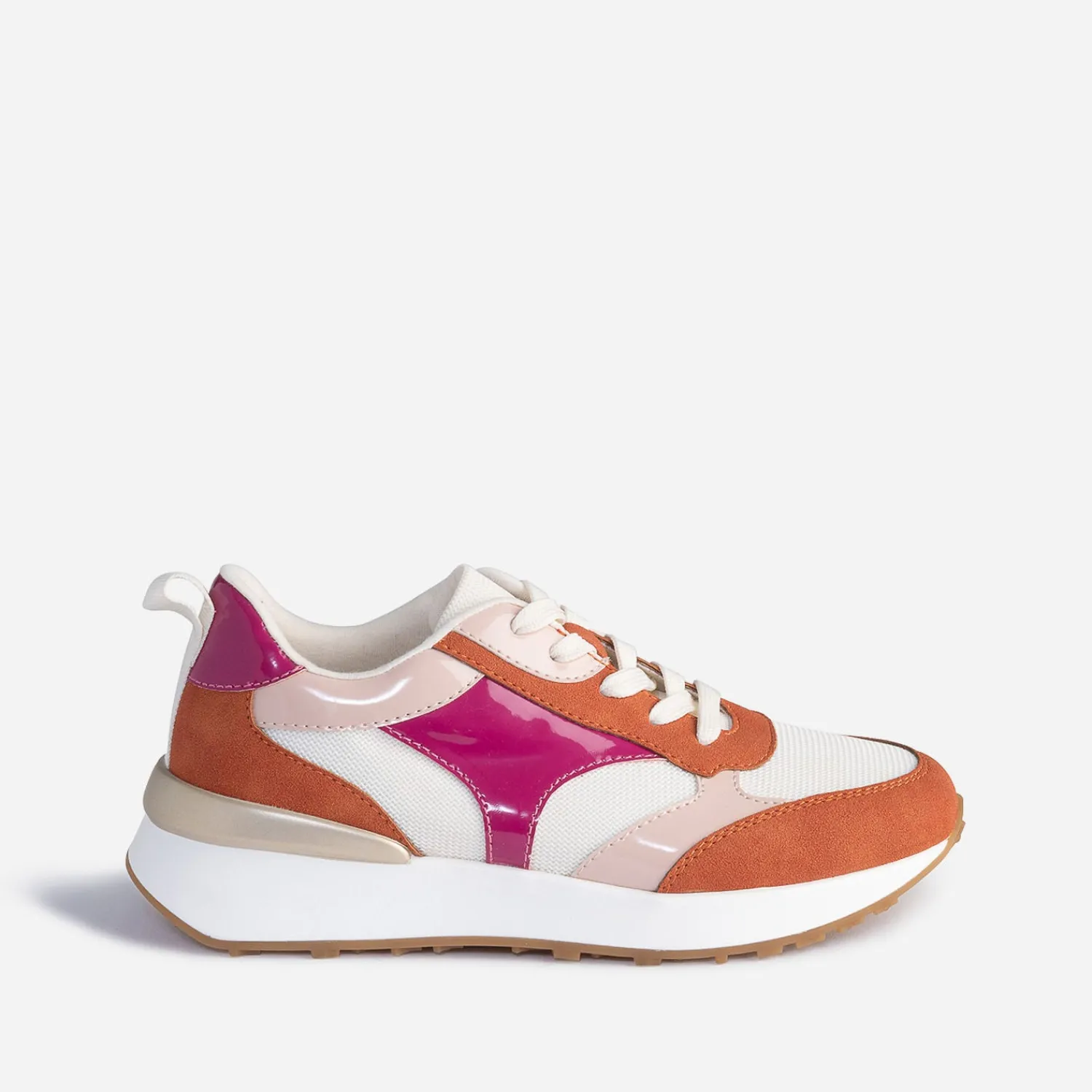 Texto Baskets^Tennis beige et terracotta à détails vernis s ROSE