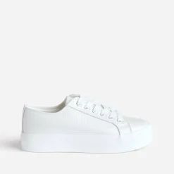 Texto Baskets^Tennis irisé embossée effet python BLANC