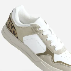 Texto Baskets^Tennis he, beige, effet léopard BLANC