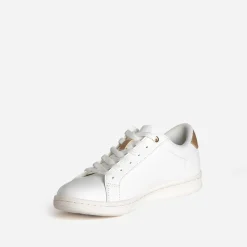 Texto Baskets^Tennis he broderies exclusives fleurs BLANC