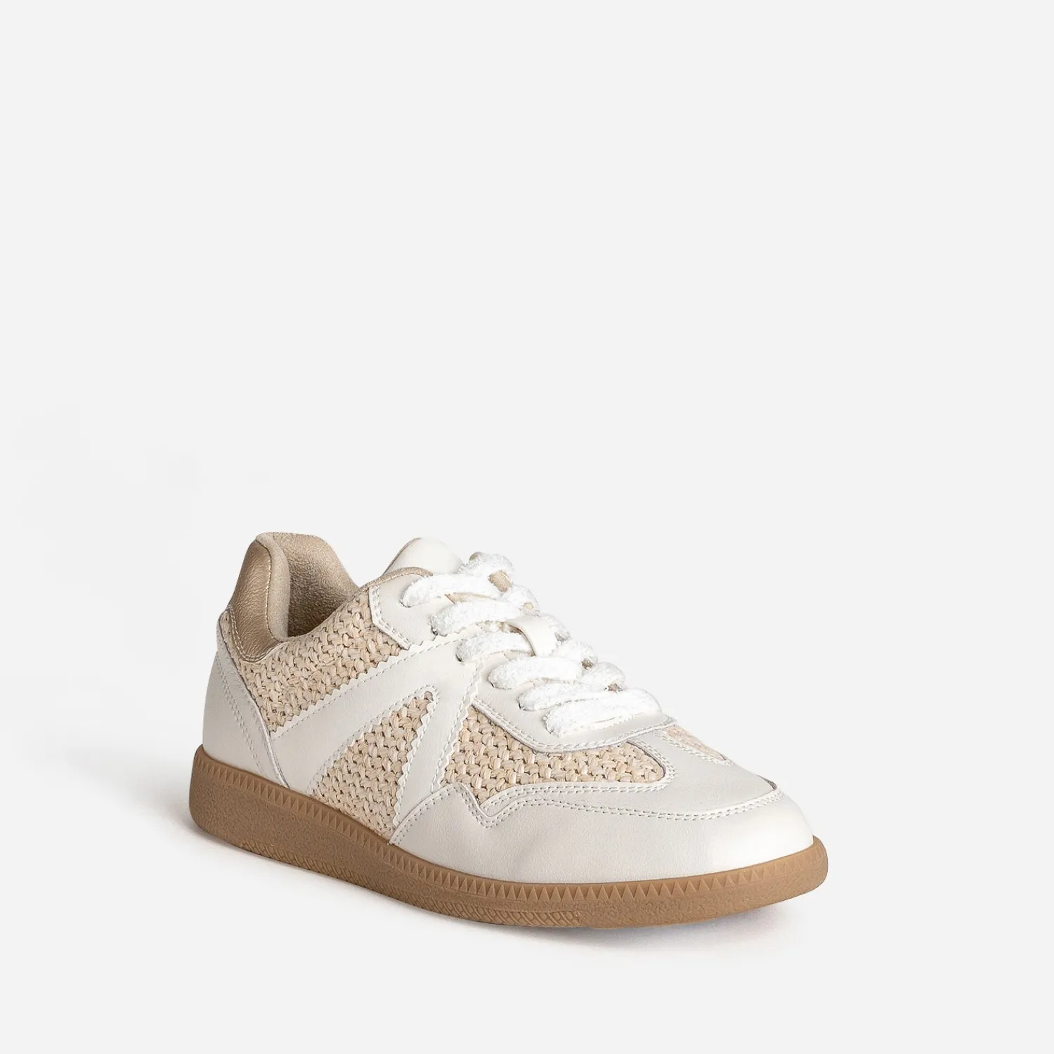 Texto Baskets^Tennis blanche et raphia ECRU