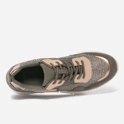 Texto Baskets^Tennis kaki et beige mix matière VERT