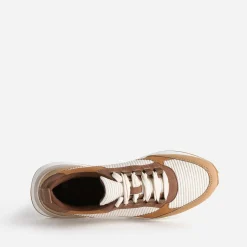 Texto Baskets^Tennis marron, et écru à détails côtelés CAMEL