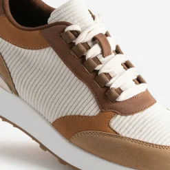 Texto Baskets^Tennis marron, et écru à détails côtelés CAMEL