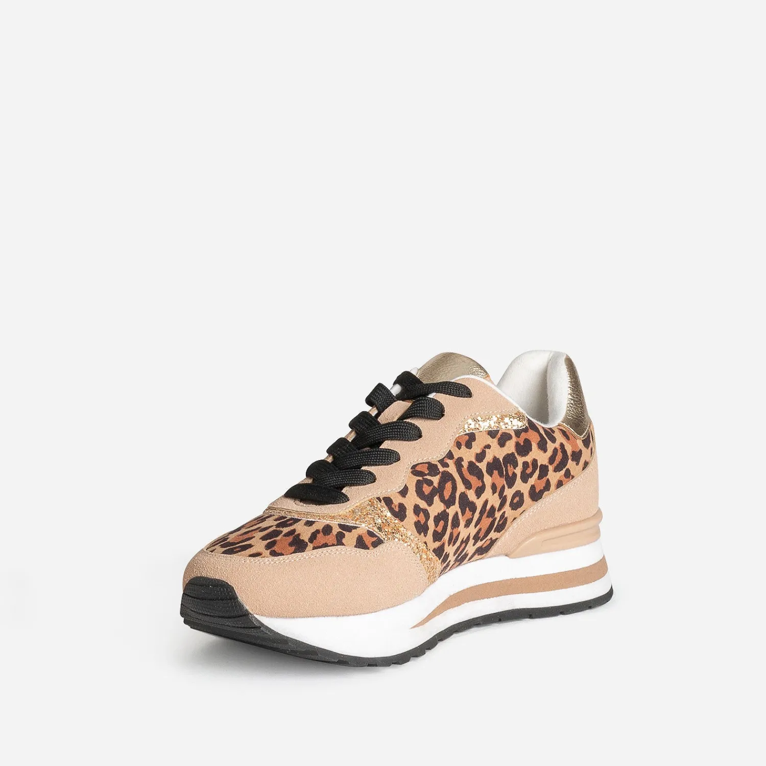 Texto Baskets^Tennis , motif léopard et doré MARRON