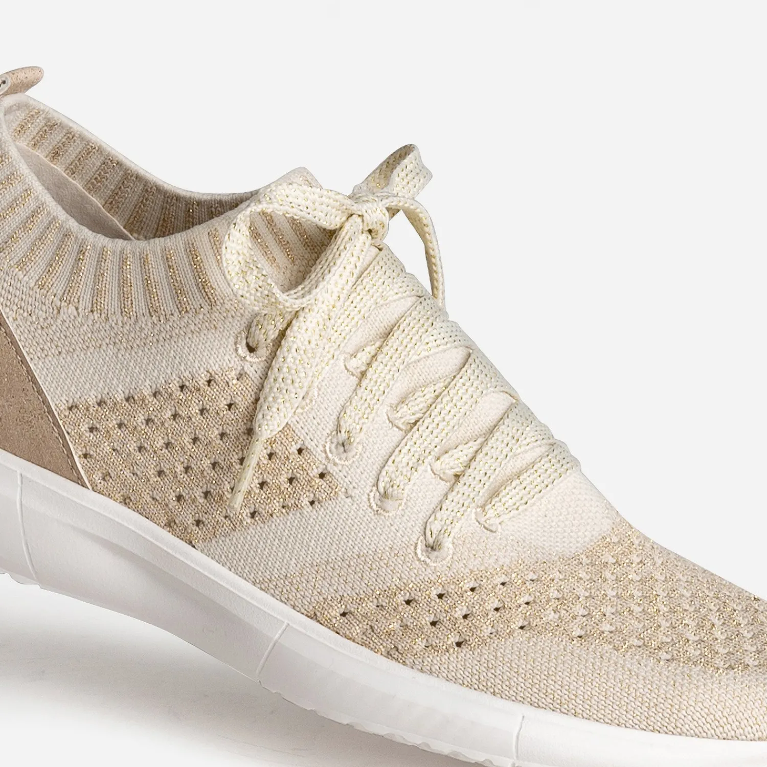 Eram Baskets^Tennis-chaussette et doré tricotée éco-conçue BEIGE