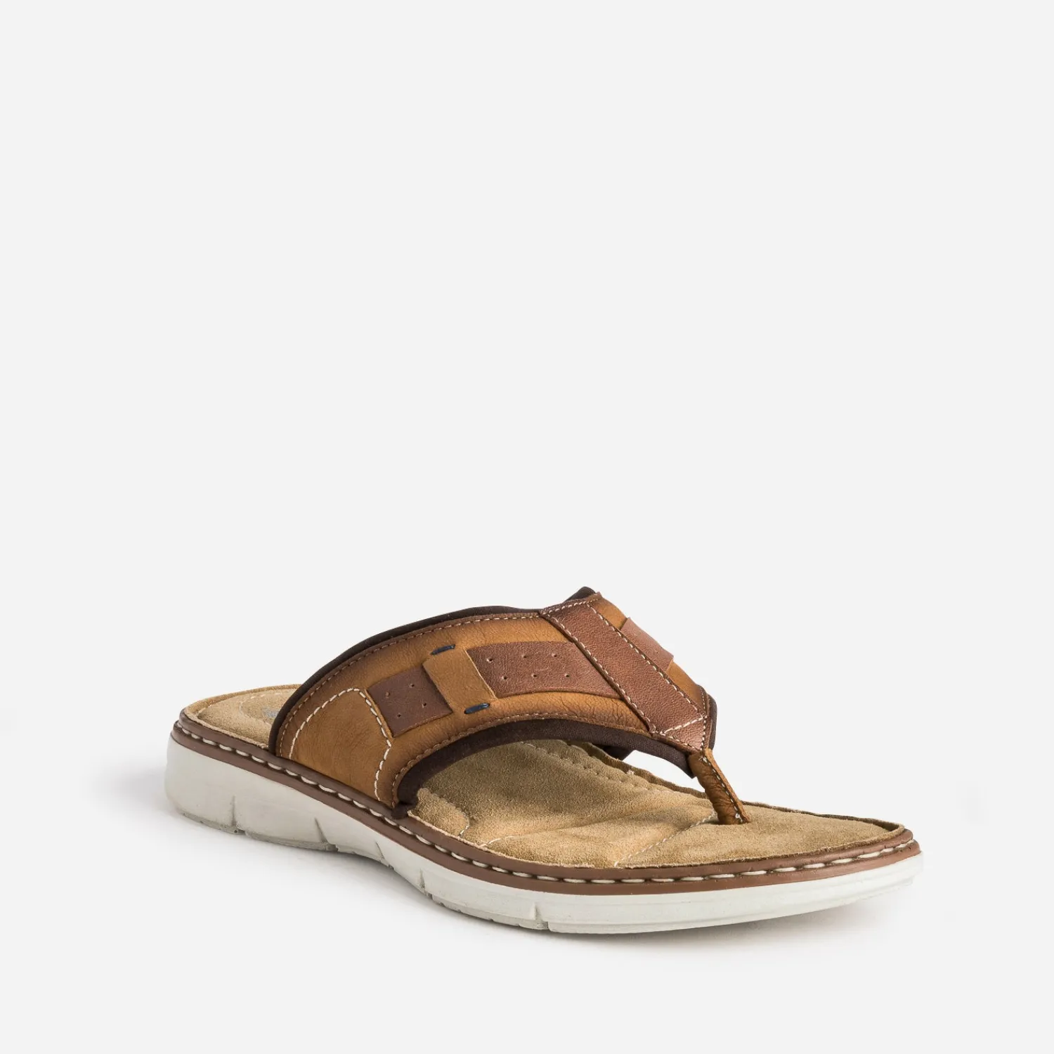 Eram Nu-Pieds/Sandales^Tong camel en cuir COGNAC