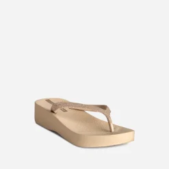 IPANEMA Mules/Tongs^Tong plateforme et brides pailletées BEIGE