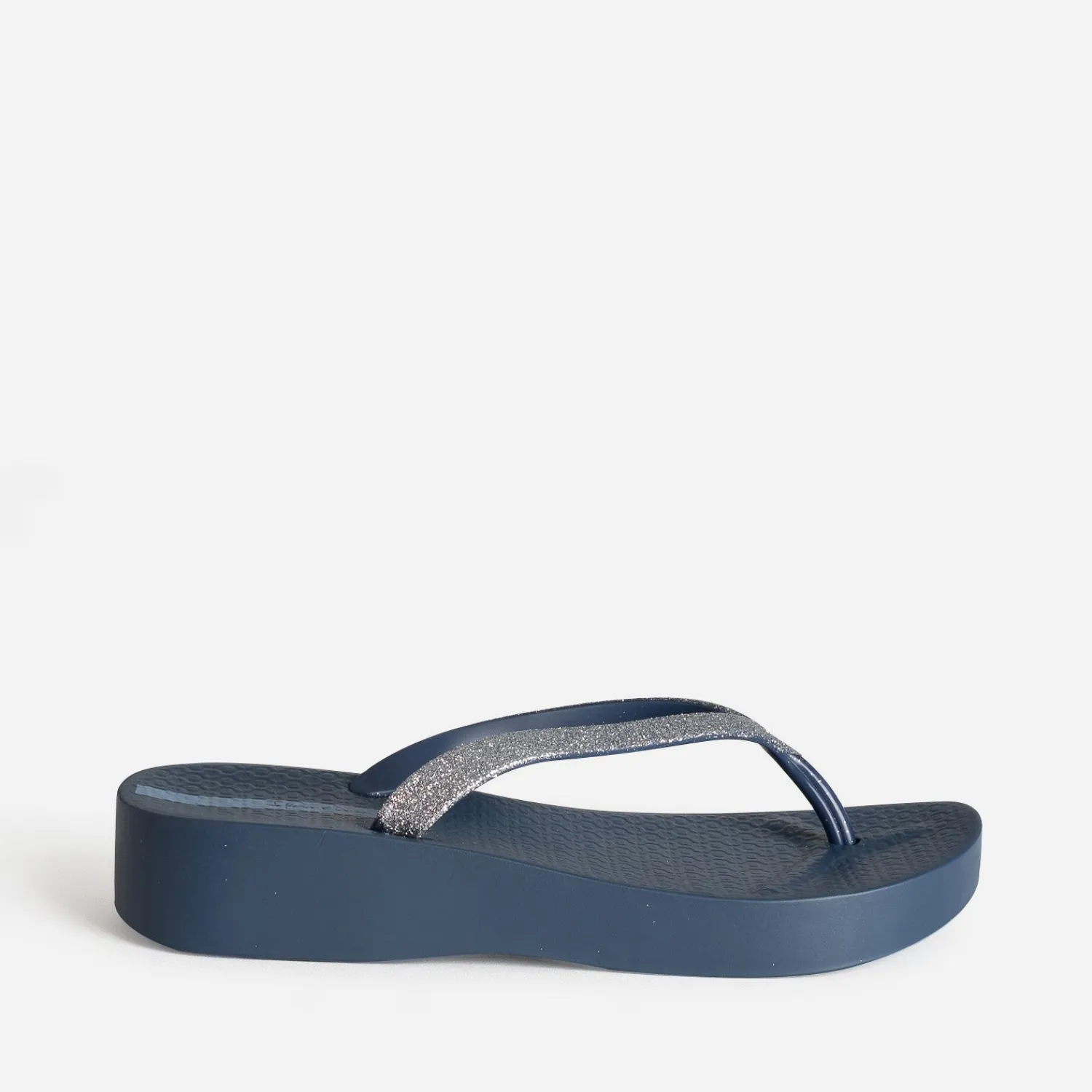 IPANEMA Mules/Tongs^Tong bleue plateforme et brides pailletées MARINE