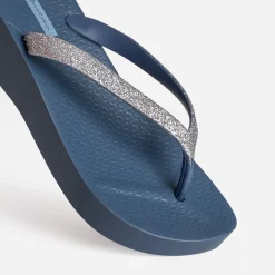IPANEMA Mules/Tongs^Tong bleue plateforme et brides pailletées MARINE