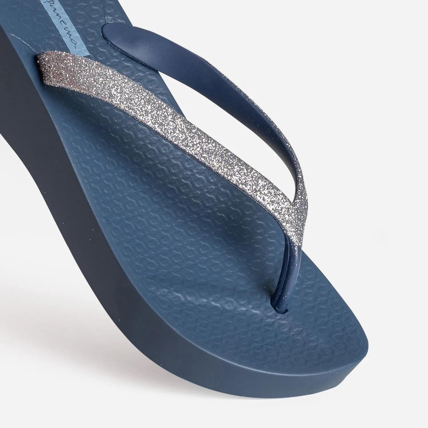 IPANEMA Mules/Tongs^Tong bleue plateforme et brides pailletées MARINE