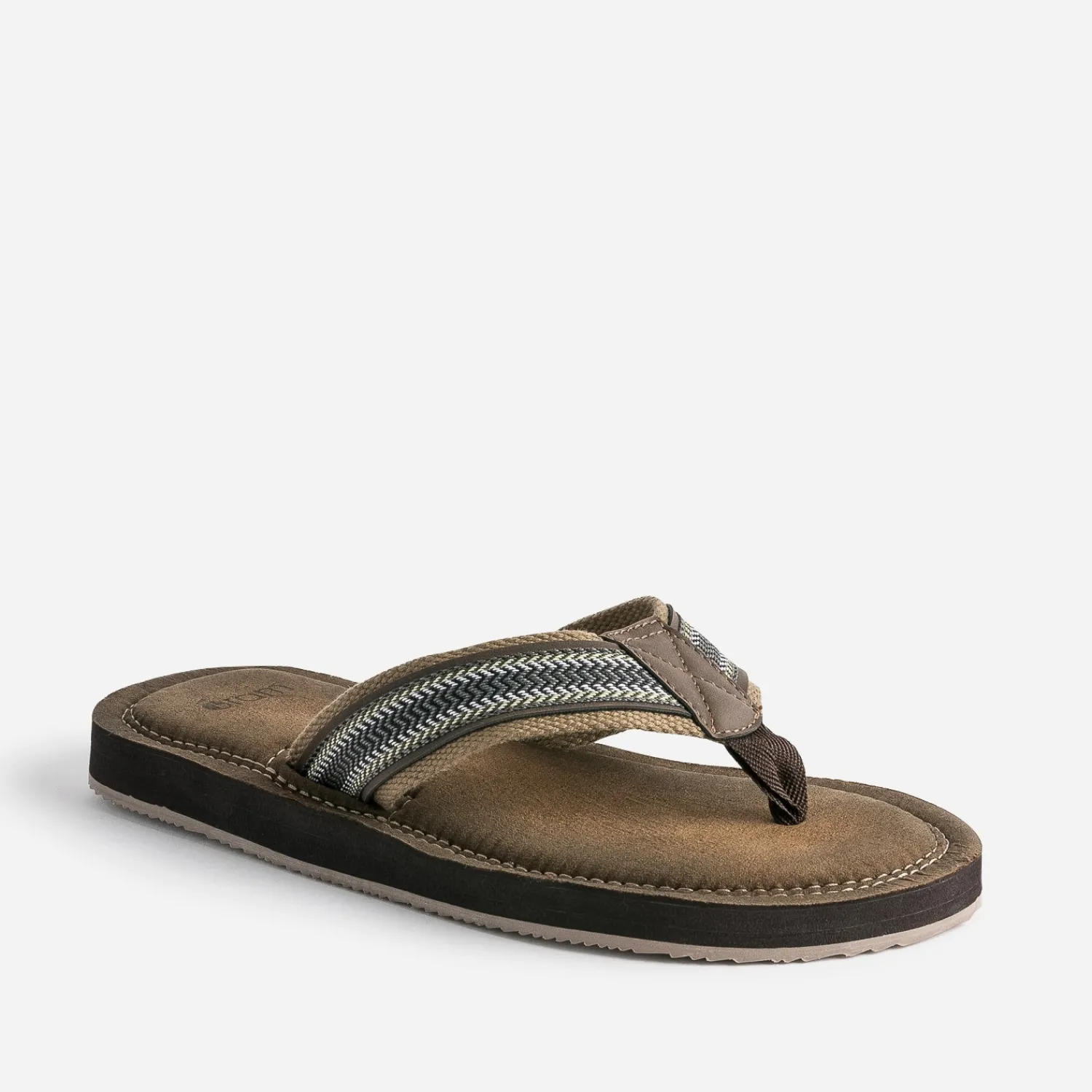 Eram Nu-Pieds/Sandales^Tong avec brides textile brodées MARRON