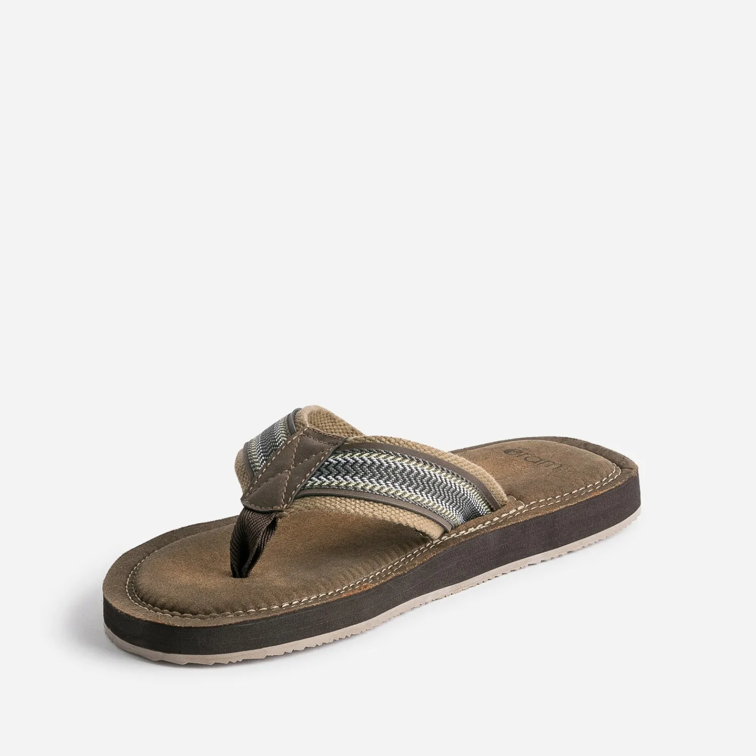 Eram Nu-Pieds/Sandales^Tong avec brides textile brodées MARRON