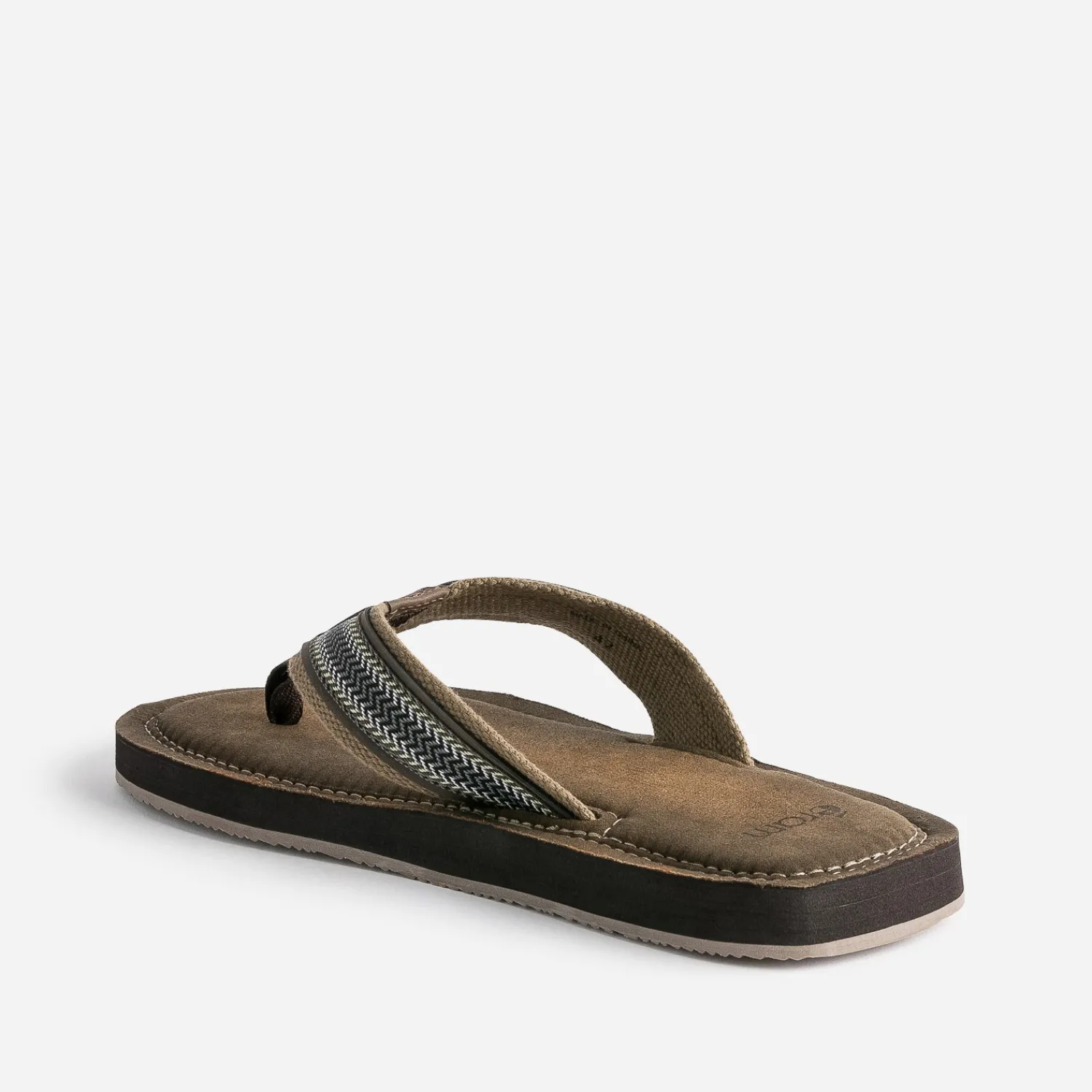 Eram Nu-Pieds/Sandales^Tong avec brides textile brodées MARRON