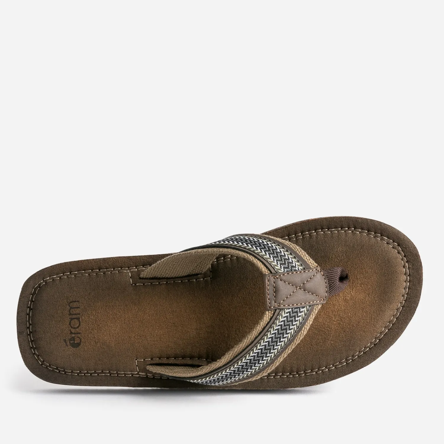 Eram Nu-Pieds/Sandales^Tong avec brides textile brodées MARRON
